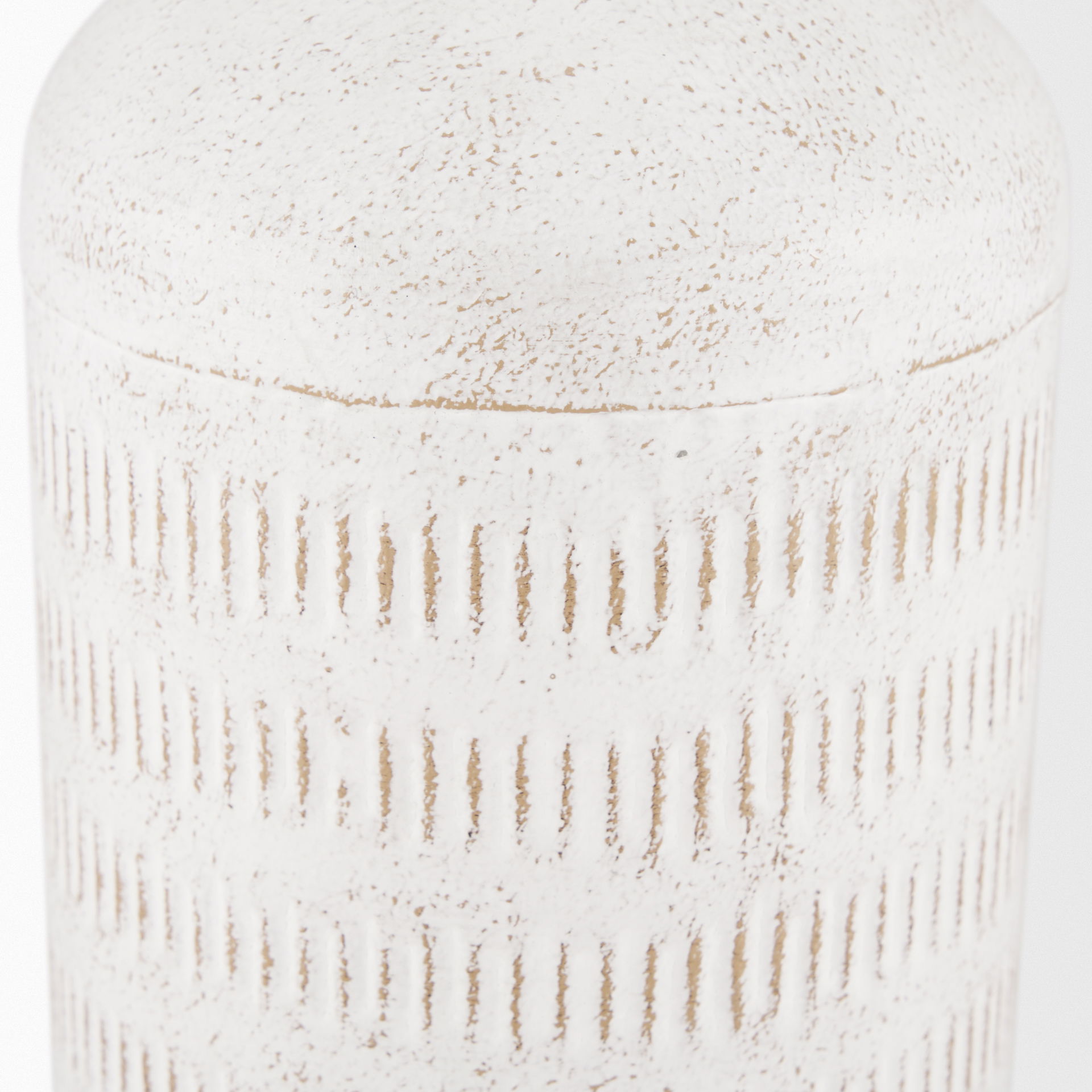 Tisha Large White with Terracotta Distressing Metal Vase, by Mercana, 5.91" length x 5.91" width x 14.17" height View 8