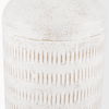Tisha Large White with Terracotta Distressing Metal Vase, by Mercana, 5.91" length x 5.91" width x 14.17" height thumbnail 8