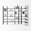 Turner II 37L x 10.5W x 90H Curved Dark Brown Wood And Black Iron Six Shelving Unit, Shelving & Bookcase by Mercana, 36.5" length x 36.5" width x 90" height thumbnail 3