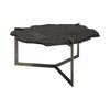 Shale 37' Irregular Live-Edge Black Slate with Flat Iron Base Coffee Table, by Mercana, 37" length x 37" width x 17.5" height thumbnail 1