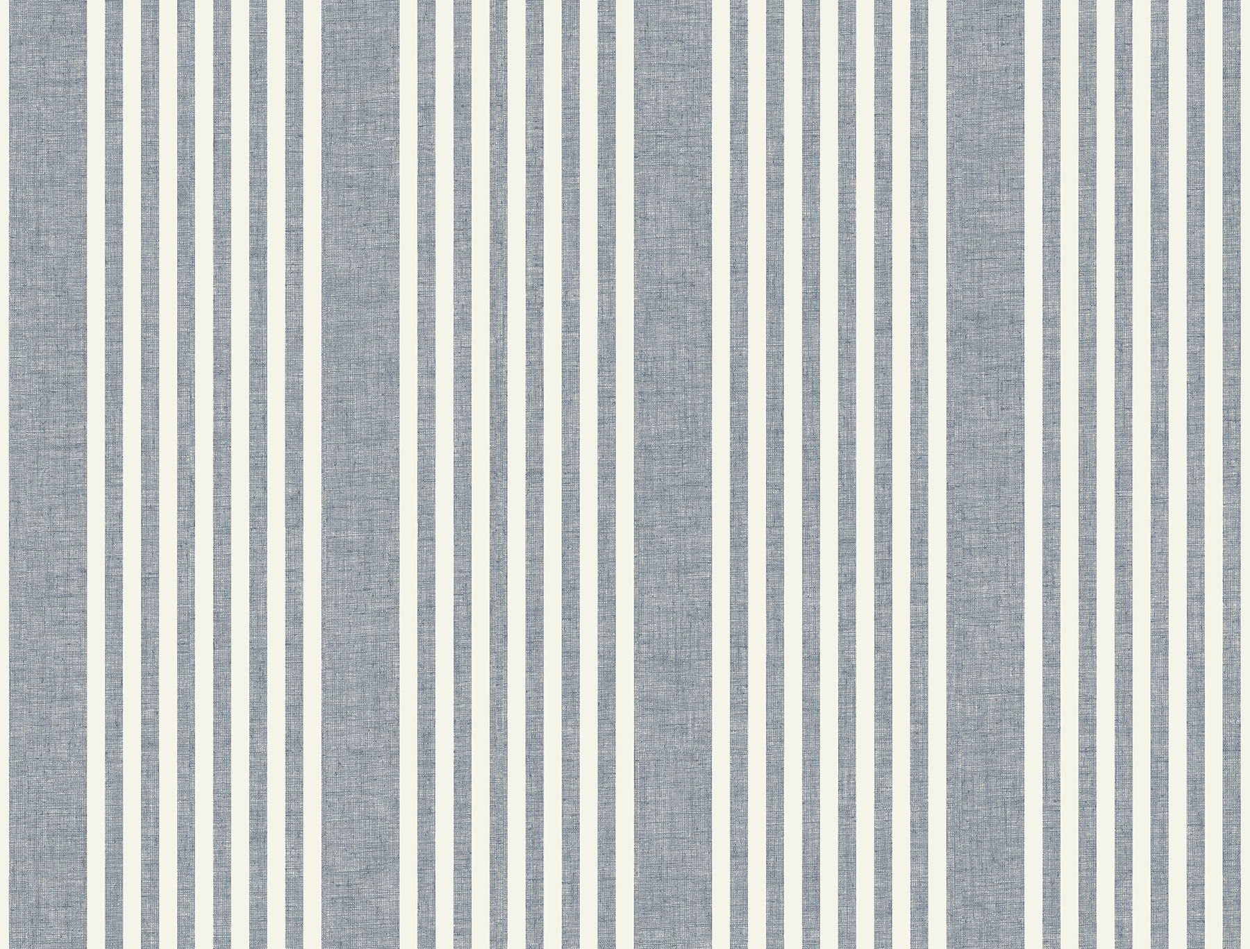 French Navy Linen Stripe Wallpaper large image 