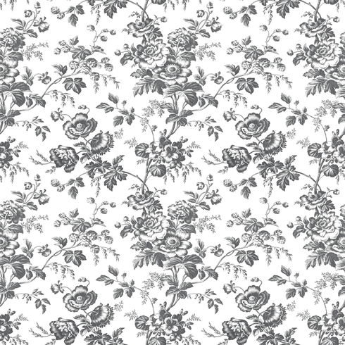 Anemone Toile Black Wallpaper
