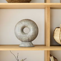 Online Designer Combined Living/Dining Shape Studies Ceramic Disc Object, 12"H, Gray