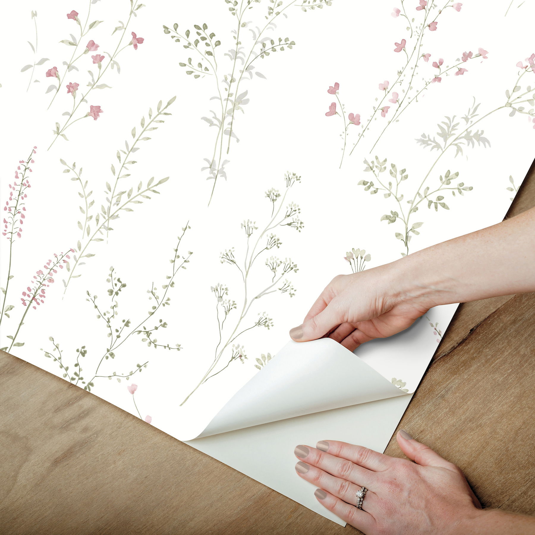 Wildflower Sprigs Multicolor Peel & Stick Wallpaper large image 
