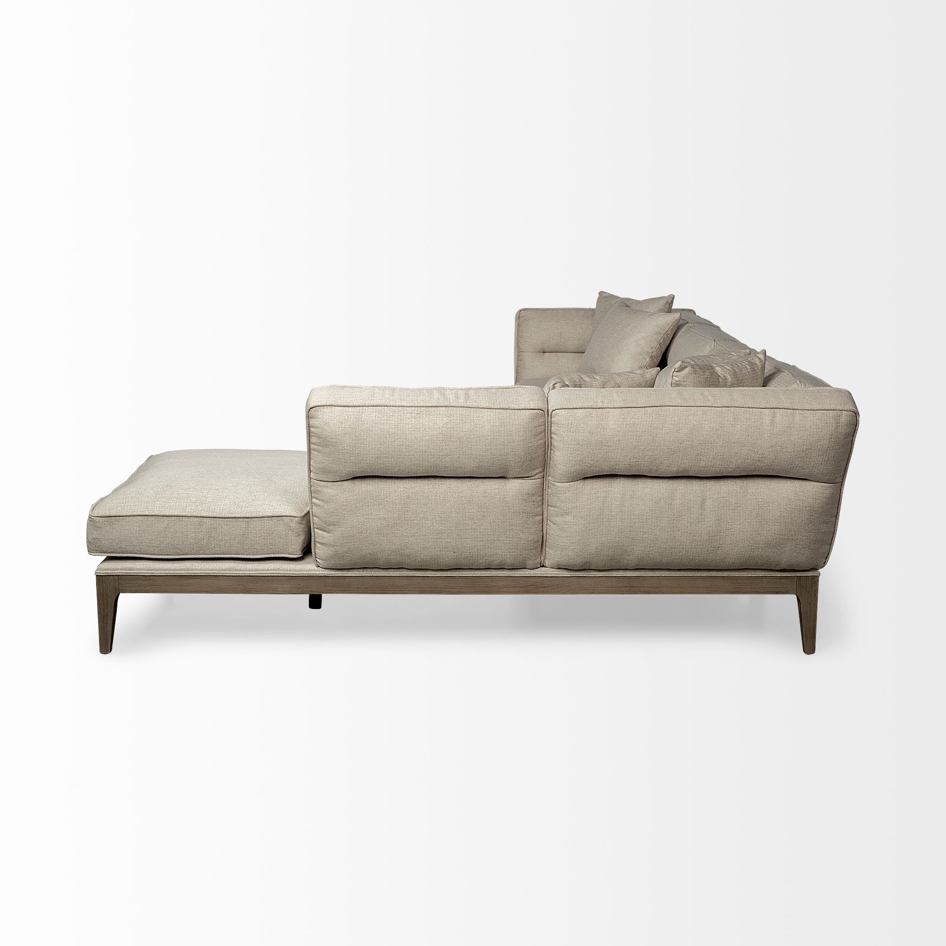 Denali III Beige Upholstered Wooden Frame Sectional, Sectional Sofa by Mercana, 121" length x 86" width x 30.25" height View 4