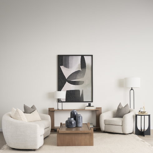 Sarah  Arched Black Metal with Marble Cube and White Shade Table Lamp