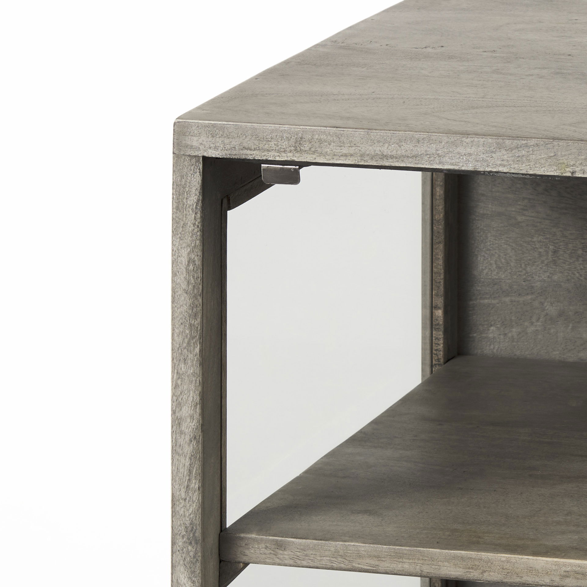 Arelius 20L x 18W x 26H Gray Wood with Black Metal Frame End/Side Table large image 