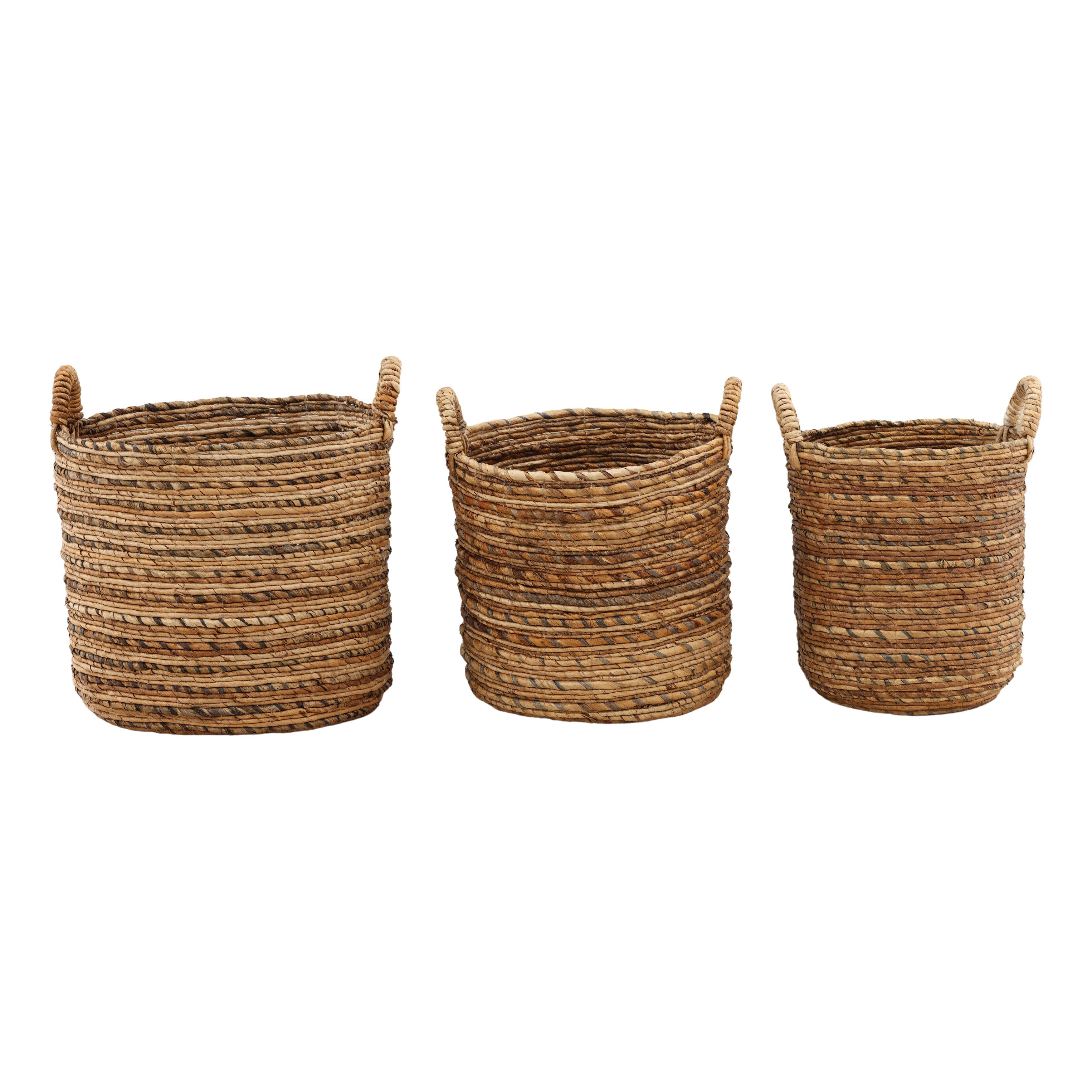 Milos Basket Set of 3 Natural, Bins & Basket by Dovetail, 19.68" width x 17.71" height x 19.68" diameter x 19.68" depth View 1