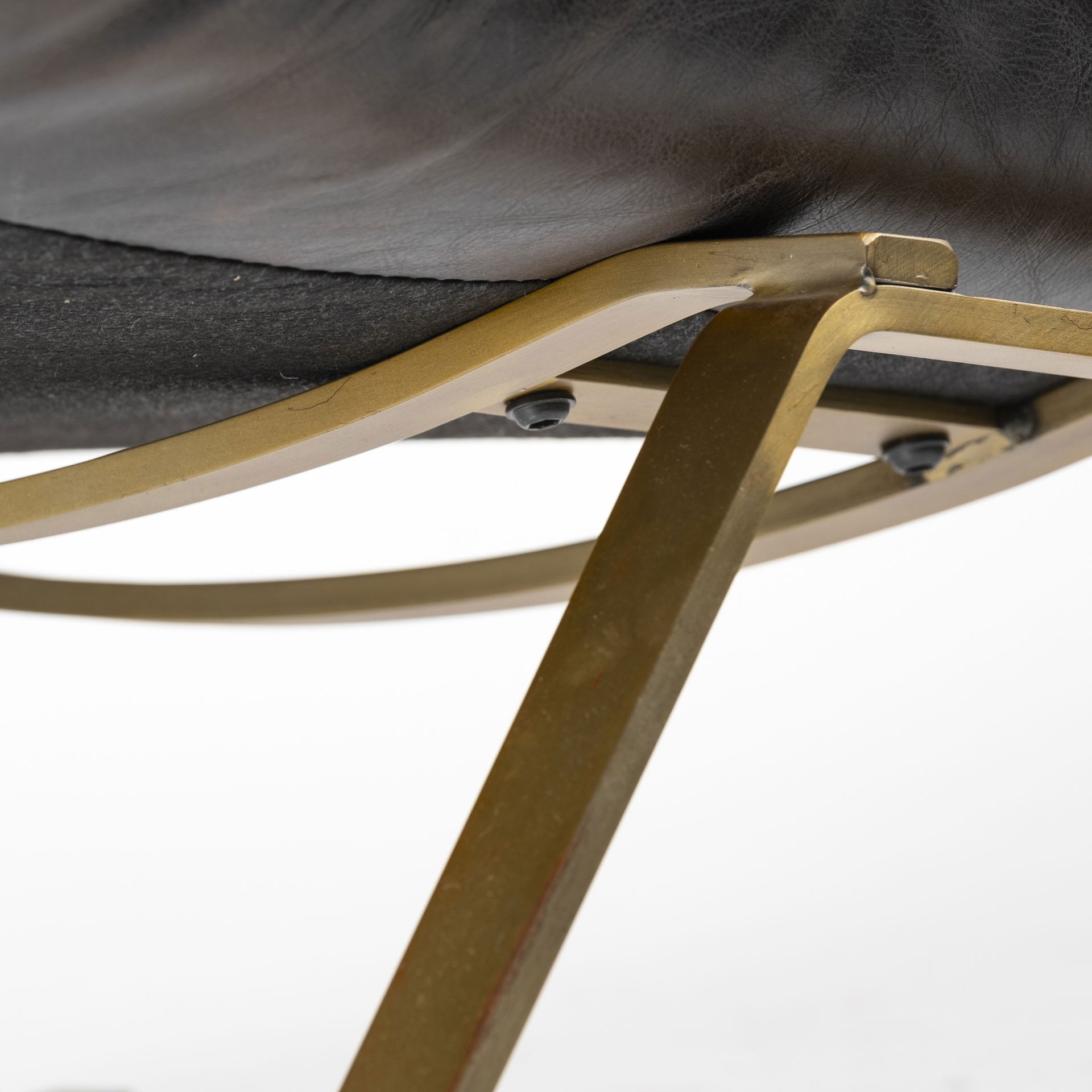 Flavelle II Black Leather Cushion Seat and Solid Iron Base Accent Chair, by Mercana, 28" length x 33.5" width x 27" height View 11