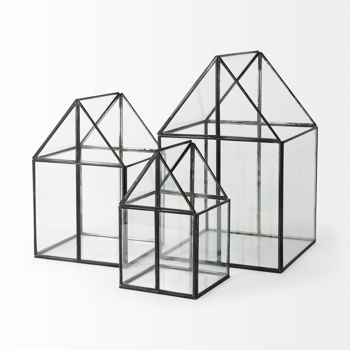 Sikes (Large) 10L x 10W x 16H Hut Terrarium with Glass Base, Boxe by Mercana, 10.04" length x 10.04" width x 16.14" height View 7