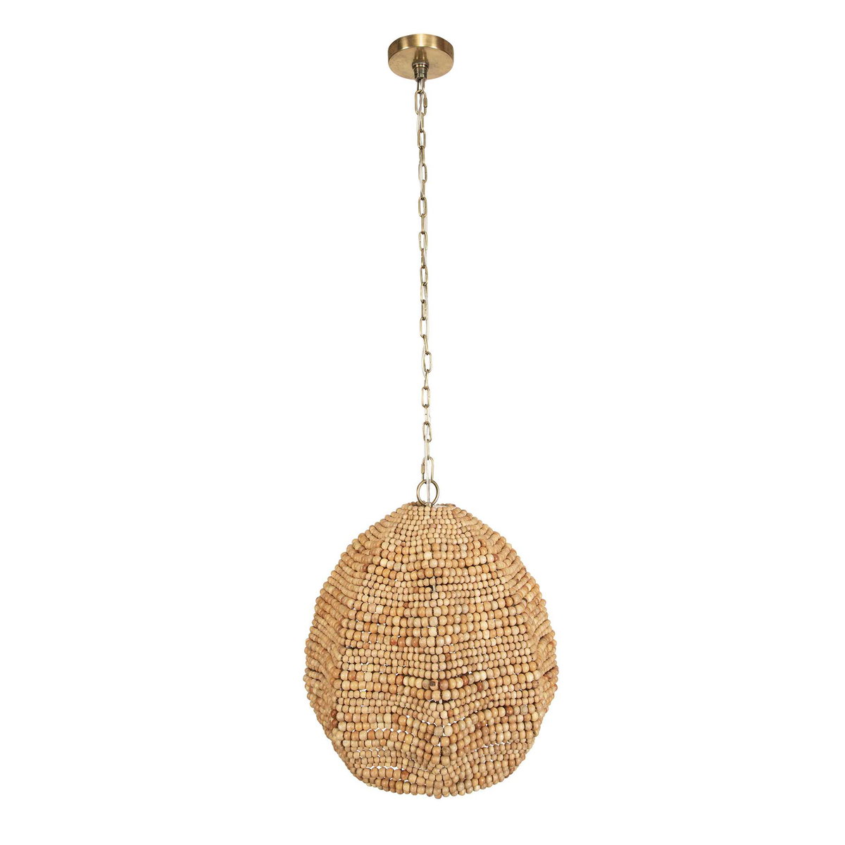 Kauri 1 Light Wooden Bead Pendant, Ceiling Light by Uttermost, 18" width x 20" height x 18" diameter x 18" depth View 5