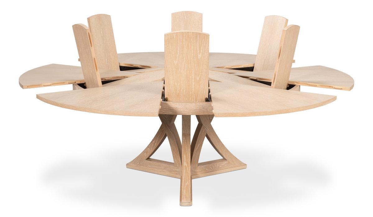Casual Jupe Dining Table Bleached Oak M, by Sarreid, 4'7" length x 4'7" width x 2'6" height View 10