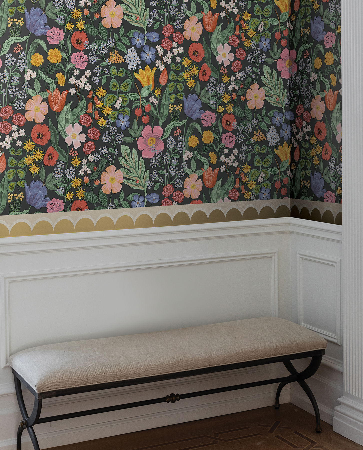 Linen Scallop Wallpaper Trim large image 
