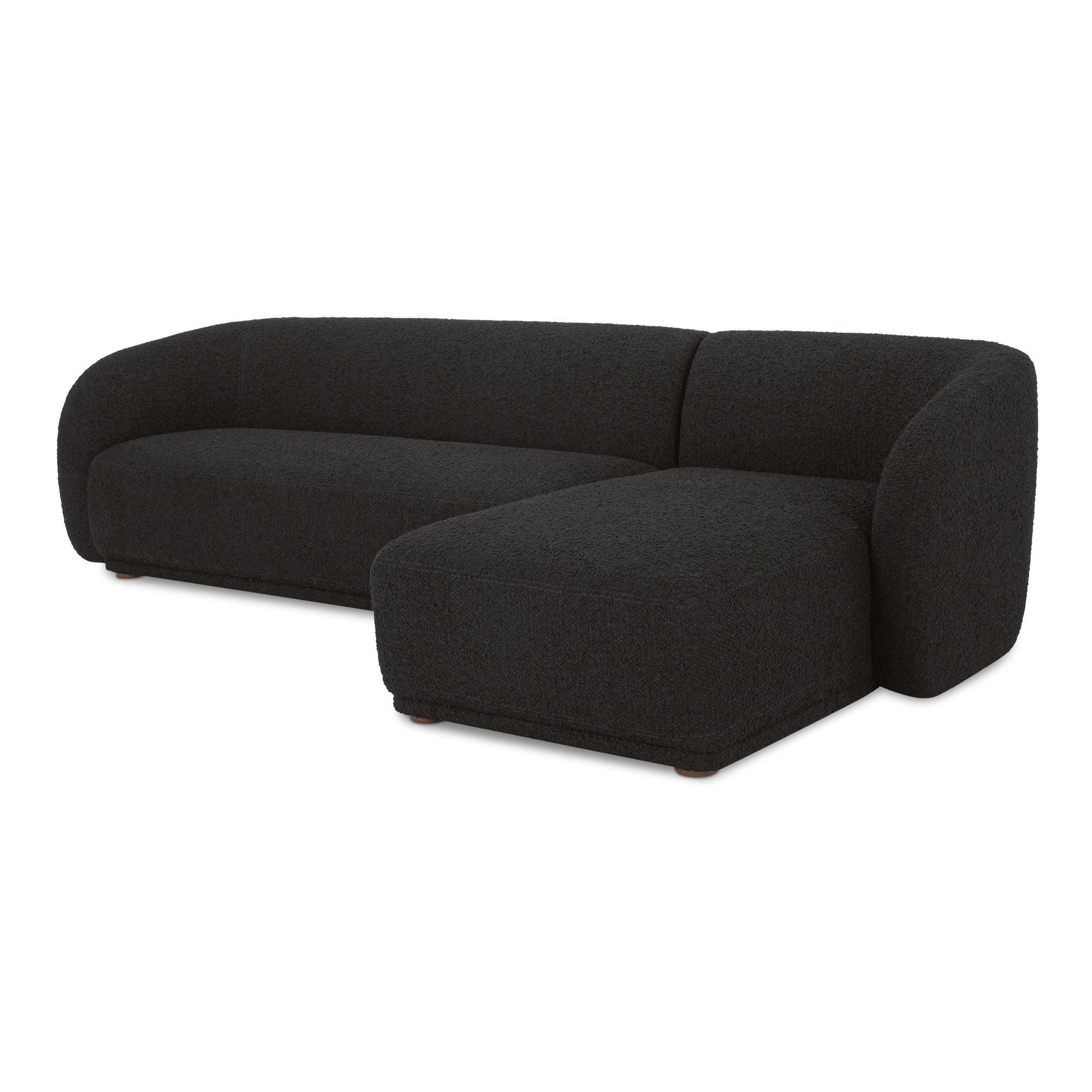 Faye Right Sectional Black Boucle, Sectional Sofa by Moe's Home, 112" width x 29.8" height x 59.65" depth View 2