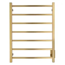 Online Designer Bathroom TWS2-TAH07GH Tahoe 7 Towel Warmer Wall-mounted, Brushed Gold, Hardwired, 7 Bars