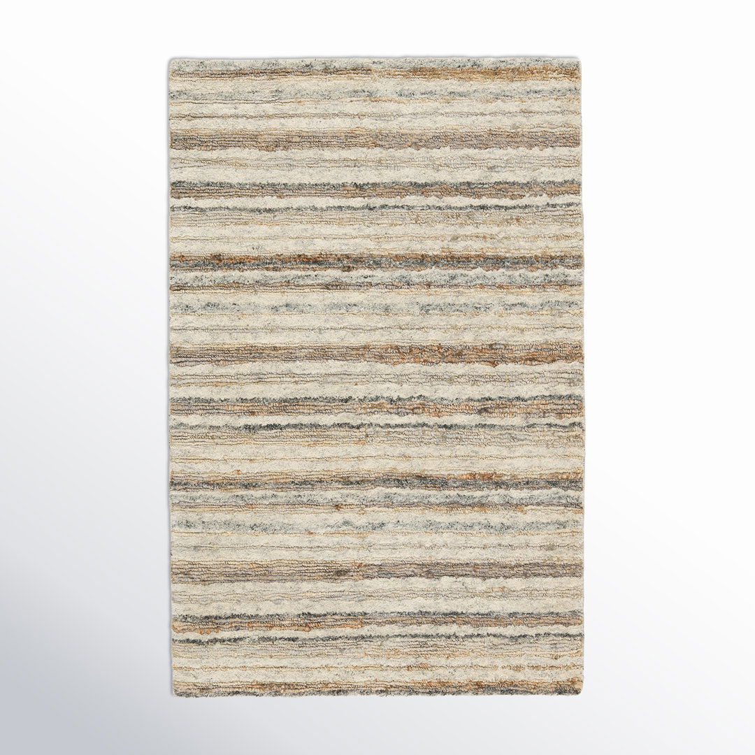 Tikka Handmade Striped Cream/ Gray Area Rug (10'X14') large image 