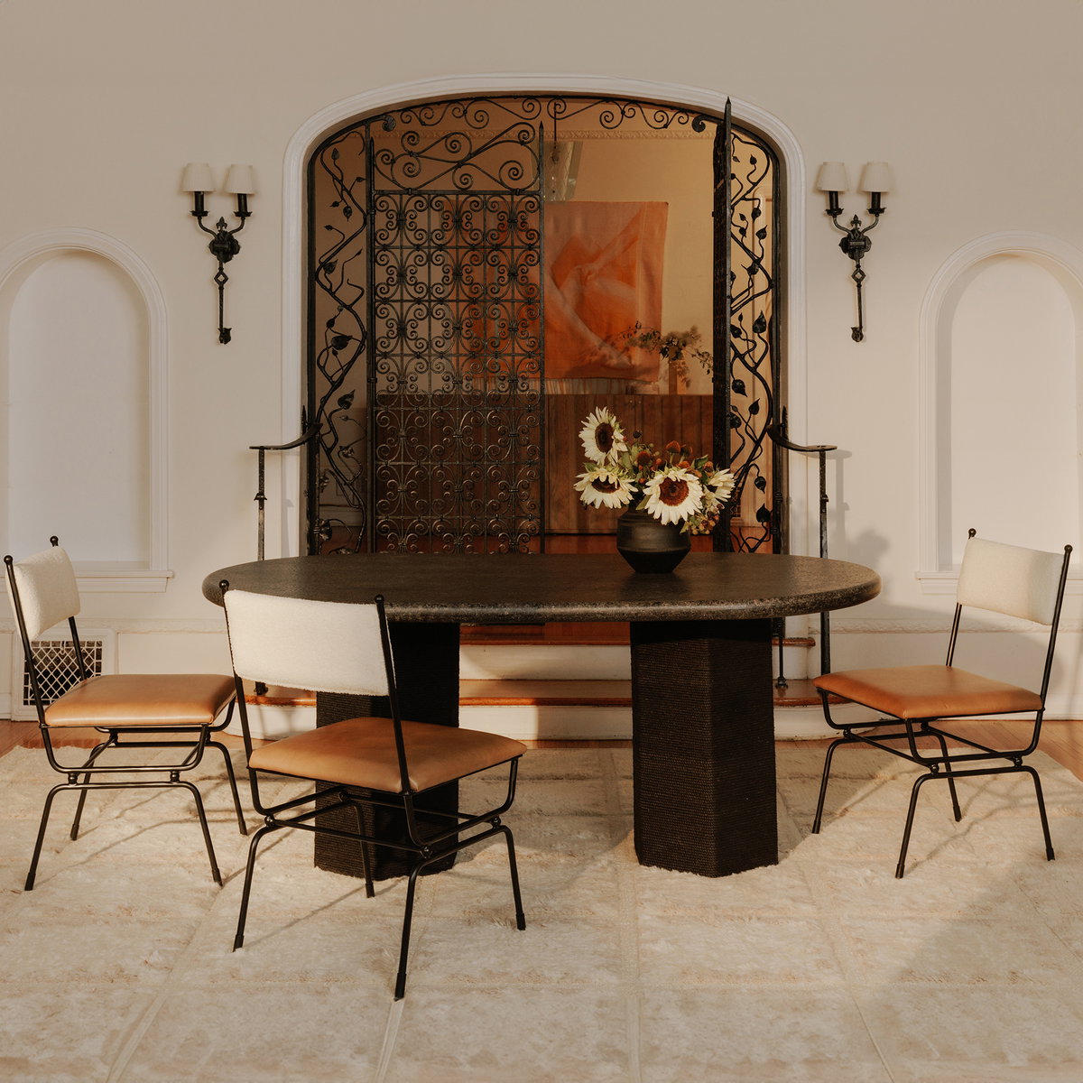 Posta Dining Chair Brown Leather, by Moe's Home, 18.3" width x 33.75" height x 21.65" depth View 8