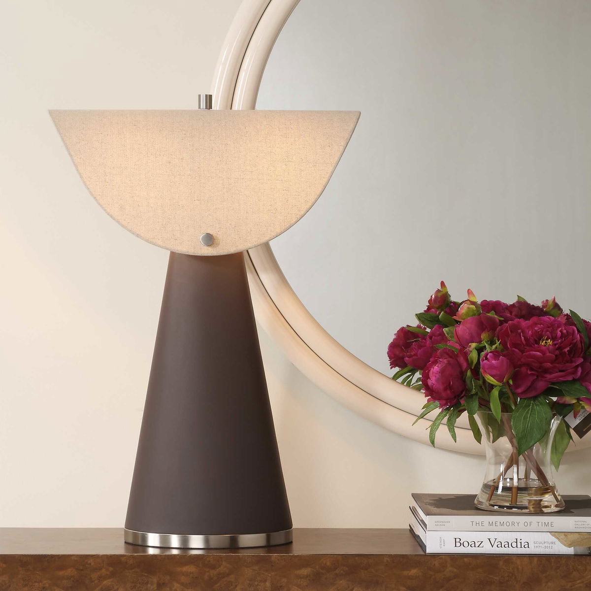 Conover Brown Modern Table Lamp, by Uttermost, 19" width x 27.25" height x 19" depth View 2