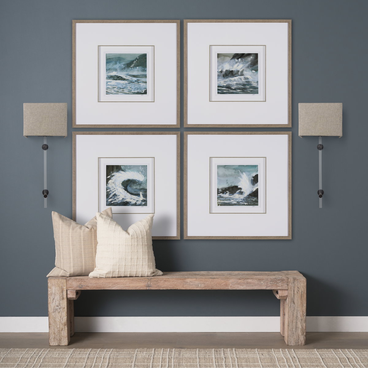 Kinsley Beige Shade with Transparent Body Wall Sconce, by Mercana, 12" length x 12" width x 29.5" height View 2