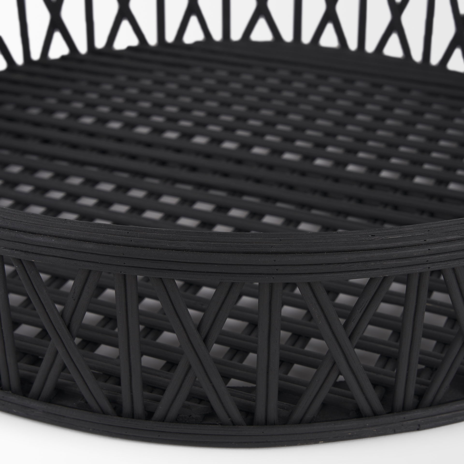 Thea Matte Black Wicker Trays (Set of 2) large image 