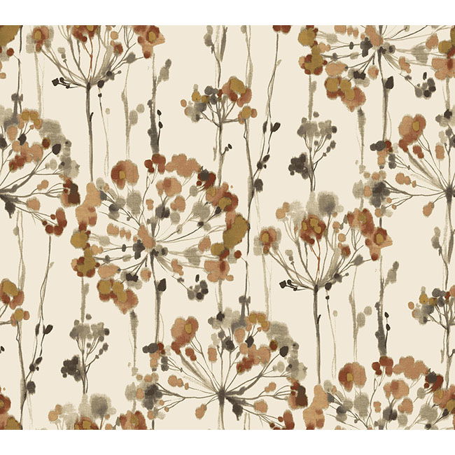 Flourish Burnt Orange Peel & Stick Wallpaper large image 