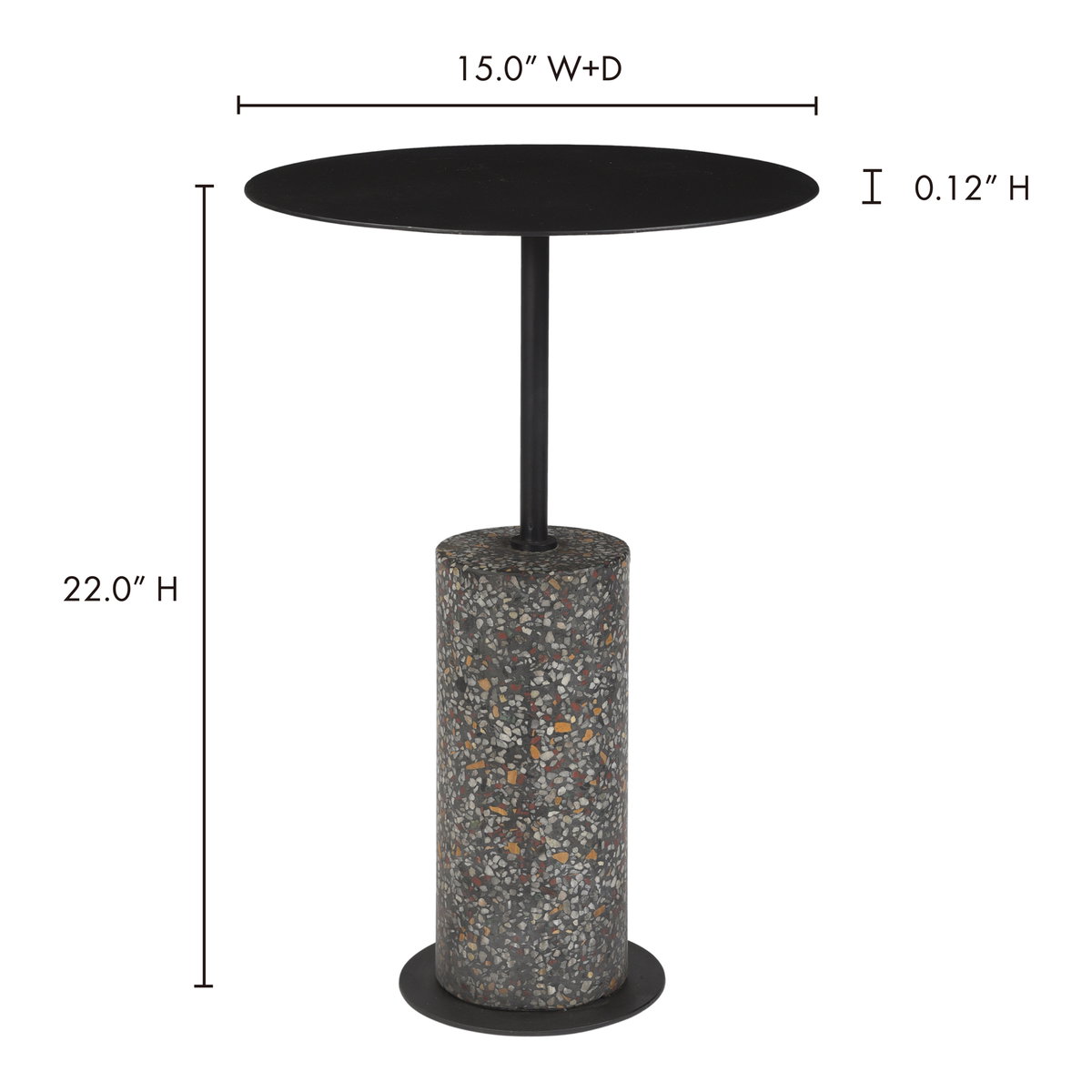 Lillith Accent Table Black, Side & End Table by Moe's Home, 15" width x 22" height x 15" depth View 7