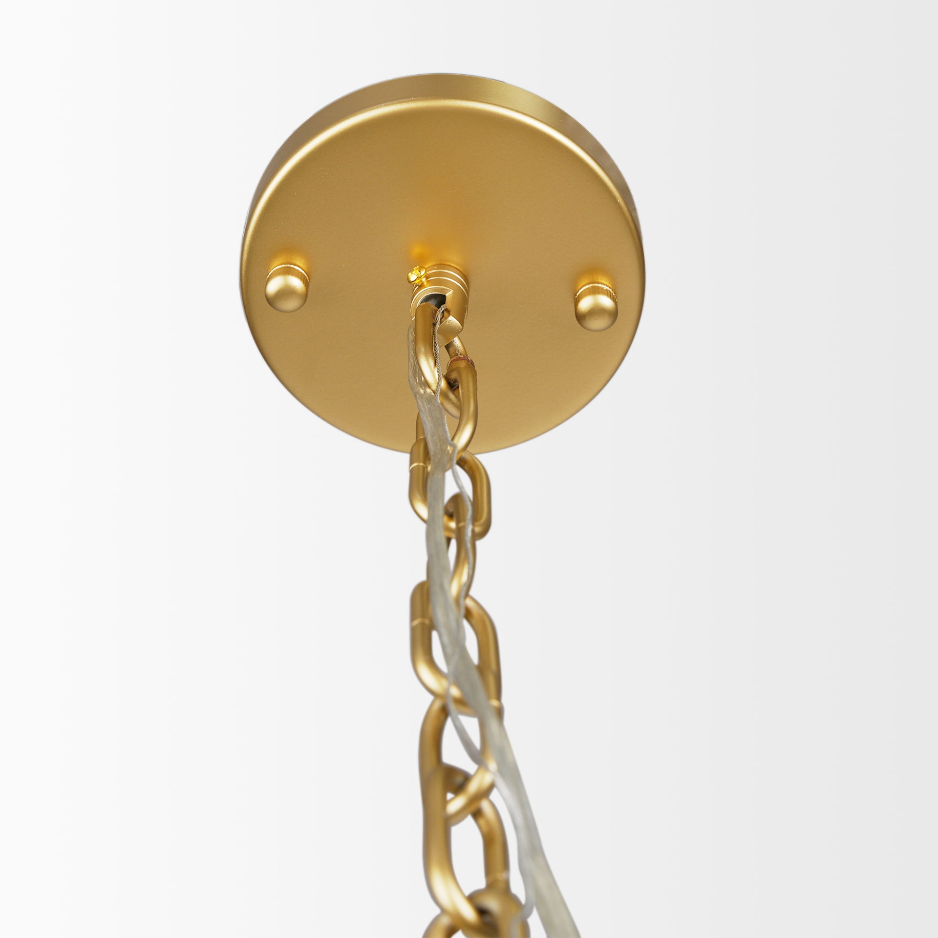 Edie Brushed Gold Metal with Frosted Glass Globe 1-Light Pendant, by Mercana, 12" length x 12" width x 54" height View 5