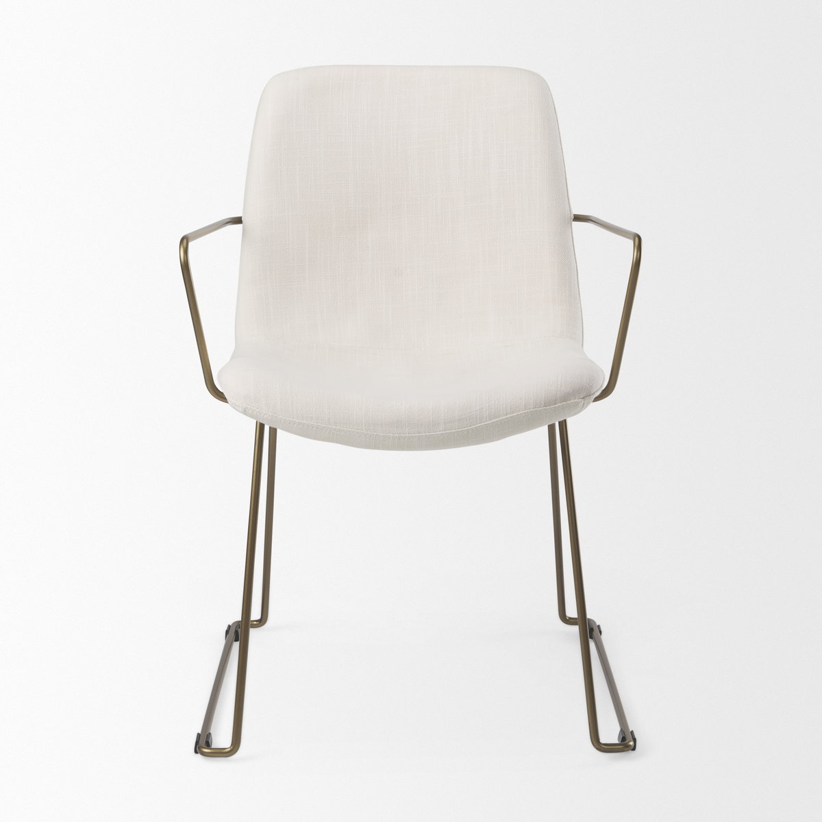 Sawyer Solid Back Dining Side Chair | Cream Fabric with Gold Metal, Dining Chair by Mercana, 22.44" length x 24.8" width x 34.65" height View 3