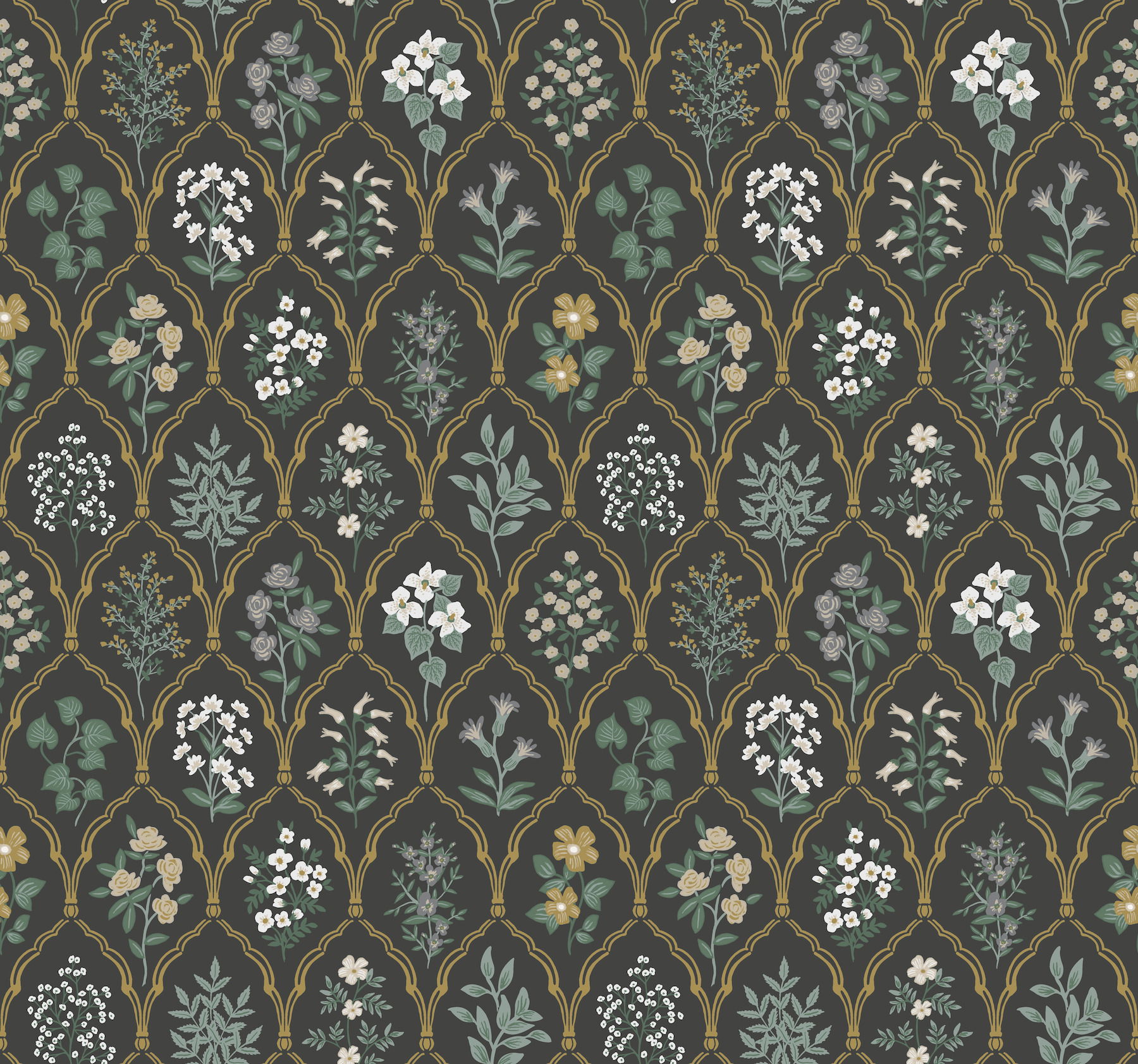 Hawthorne Black & Cream Wallpaper large image 