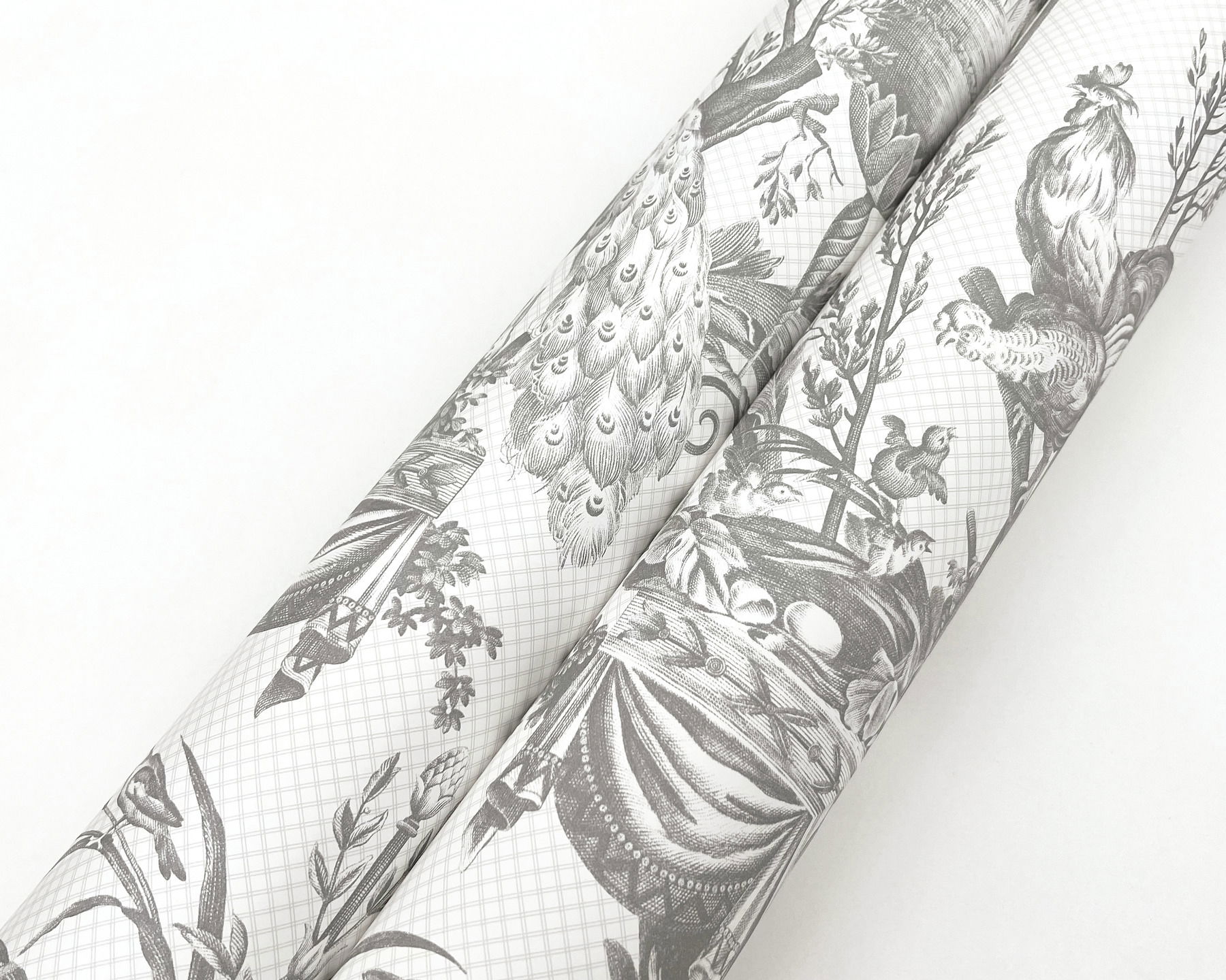 Avian Fountain Toile Grey Wallpaper large image 
