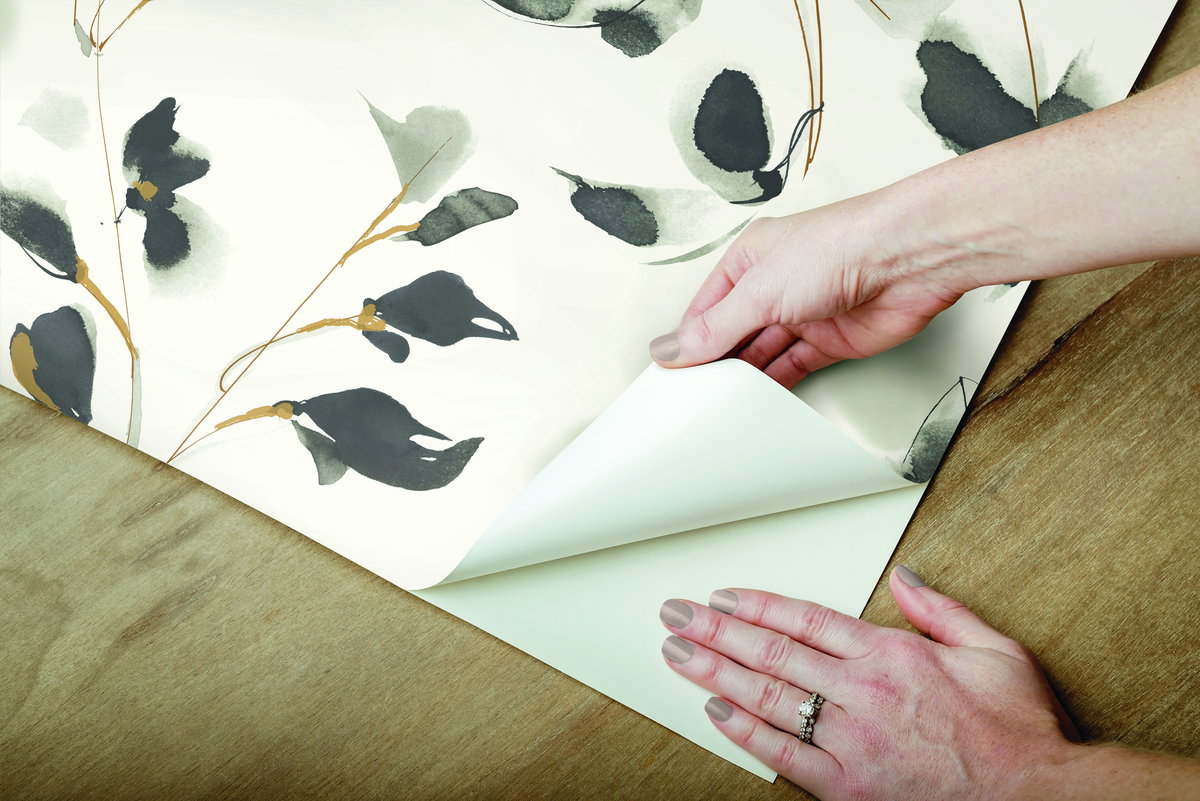 Linden Flower Black Peel & Stick Wallpaper, by York Wall, 20' length x 1'8.5" width x 0.02" depth View 6