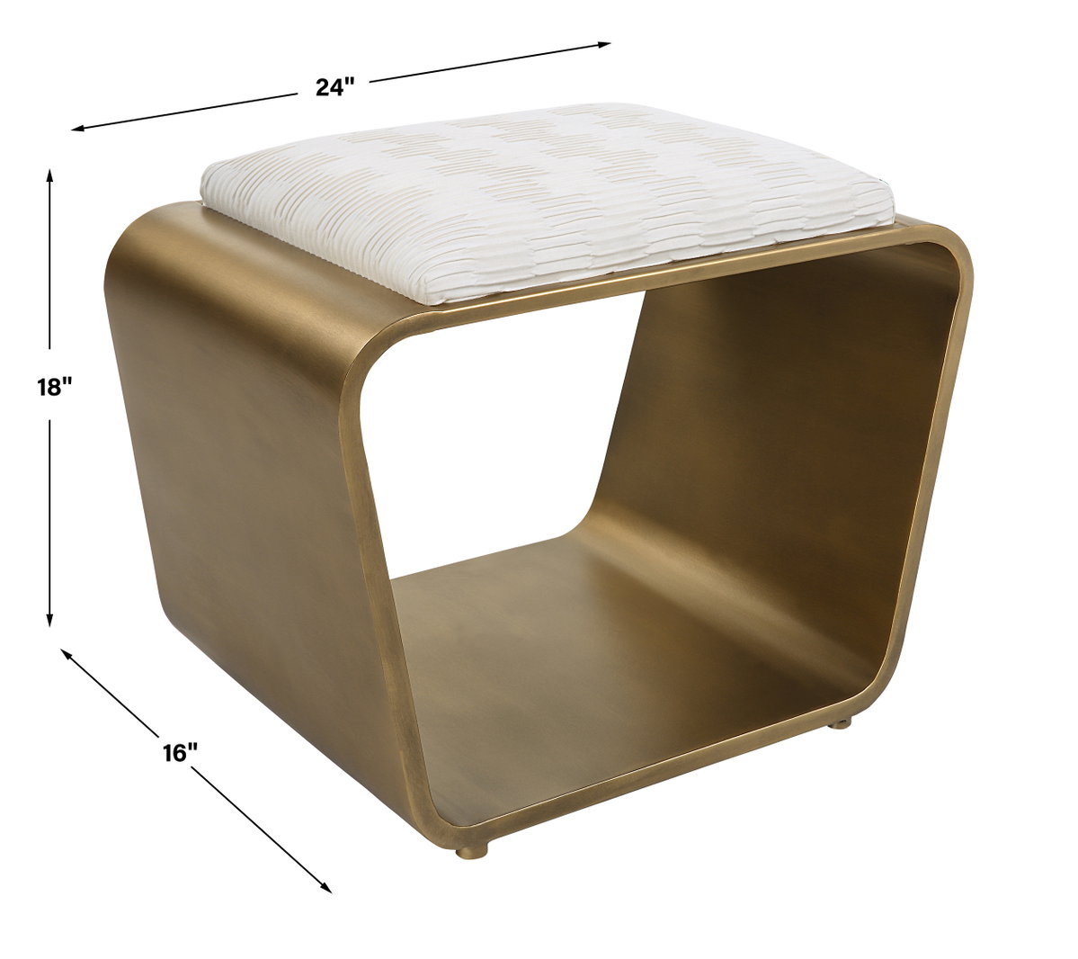Hoop Small Gold Bench, Benche by Uttermost, 23.75" width x 19.25" height x 15.75" depth View 3