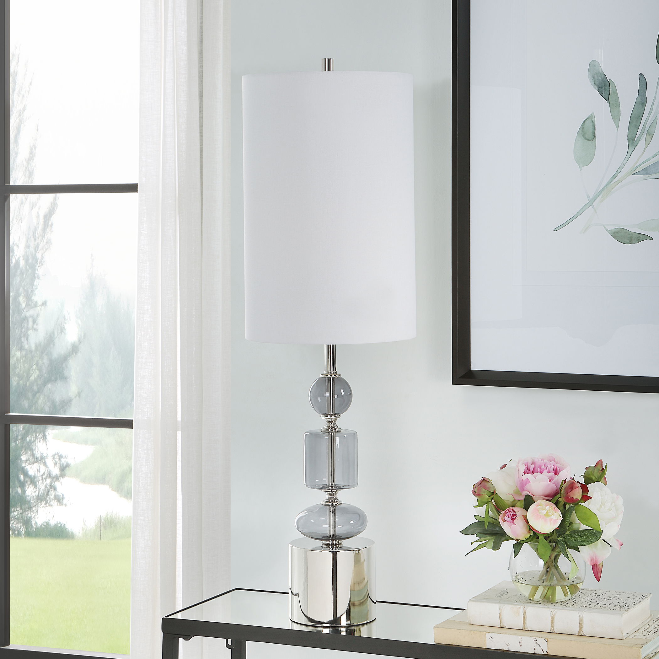 Stratus Gray Glass Buffet Lamp large image 