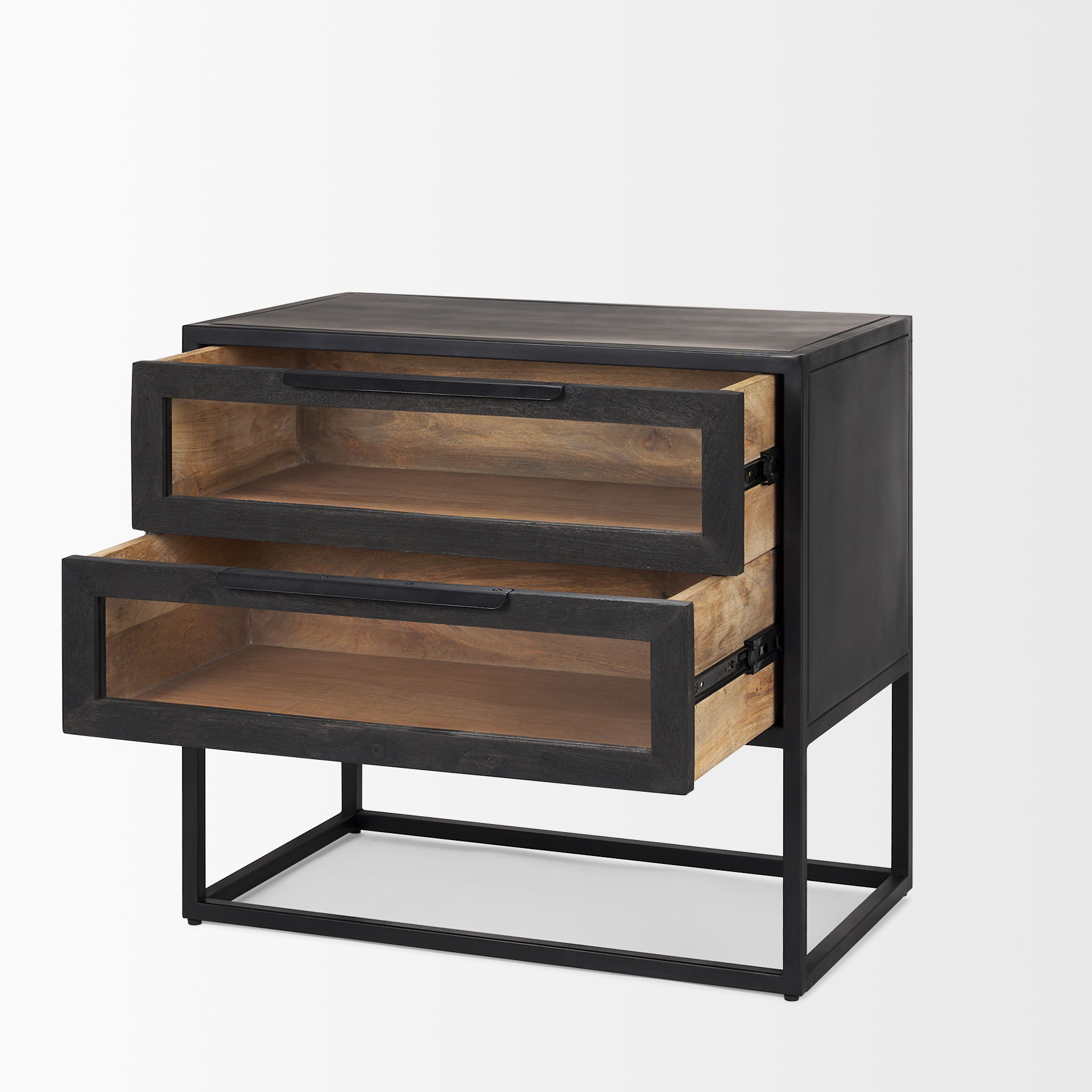 Sloan Black Wood with Black Metal Frame Side Table large image 