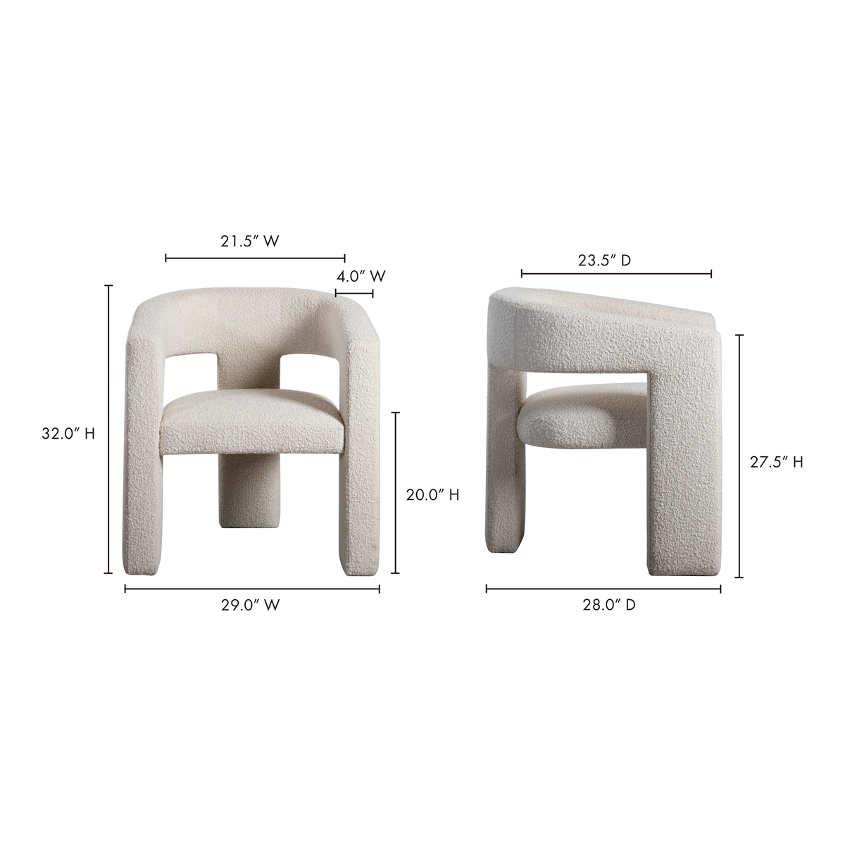 Elo Chair White, Accent Chair by Moe's Home, 29" width x 32" height x 28" depth View 14