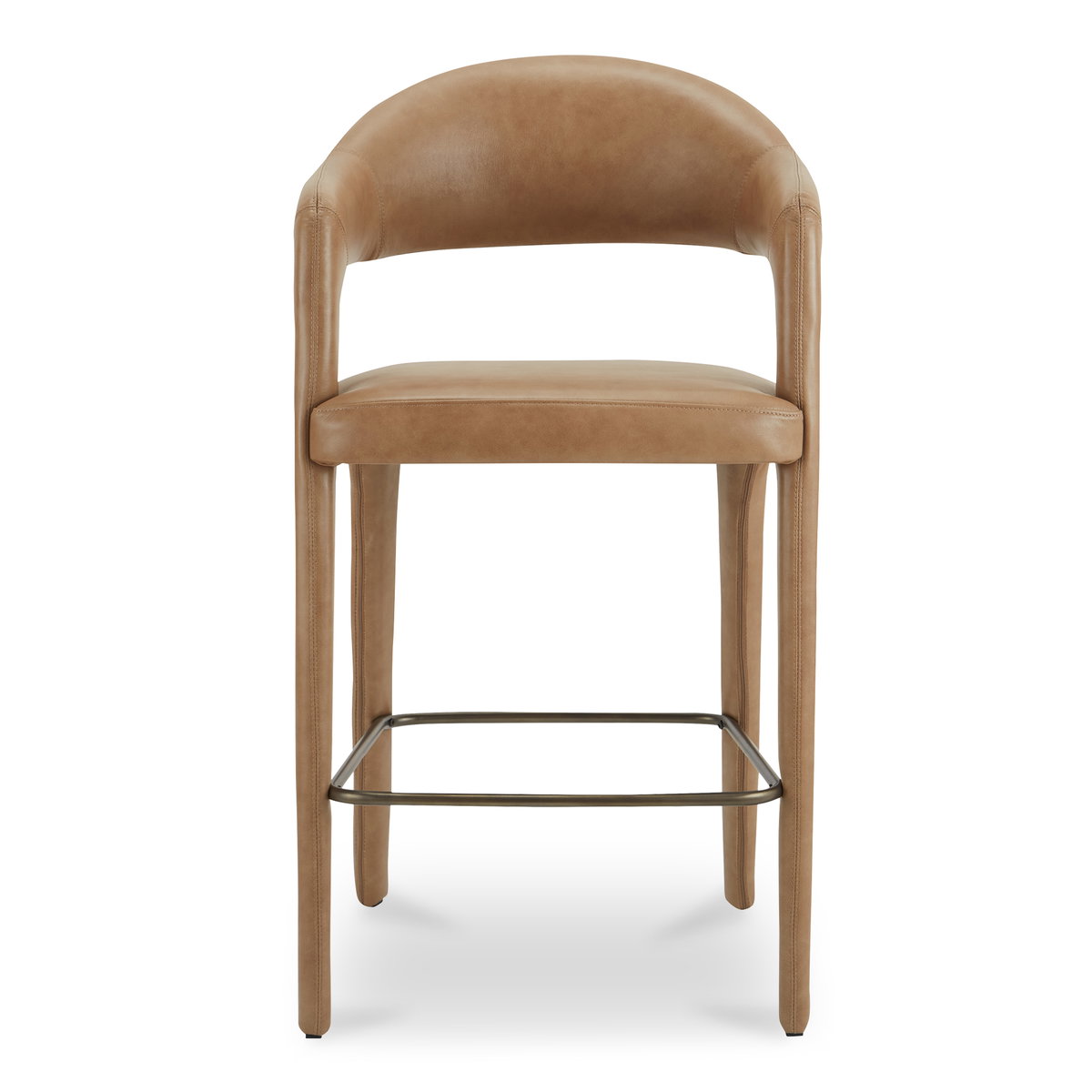 Martens Bar Stool Brown Leather, Counter & Bar Stool by Moe's Home, 23.6" width x 42.9" height x 23.3" depth View 1
