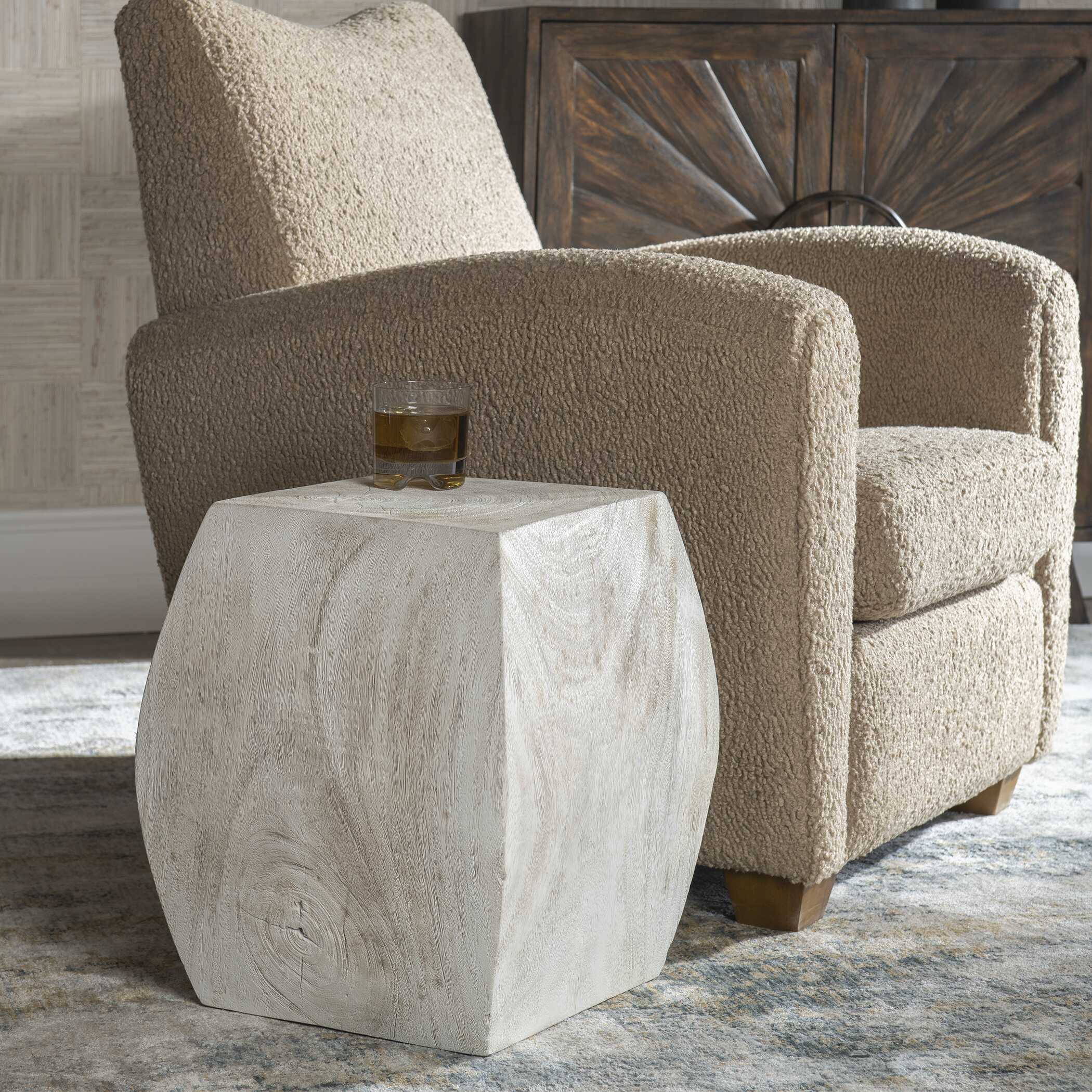 Grove Ivory Wooden Accent Stool Grove Ivory Wooden Accent Stool large image