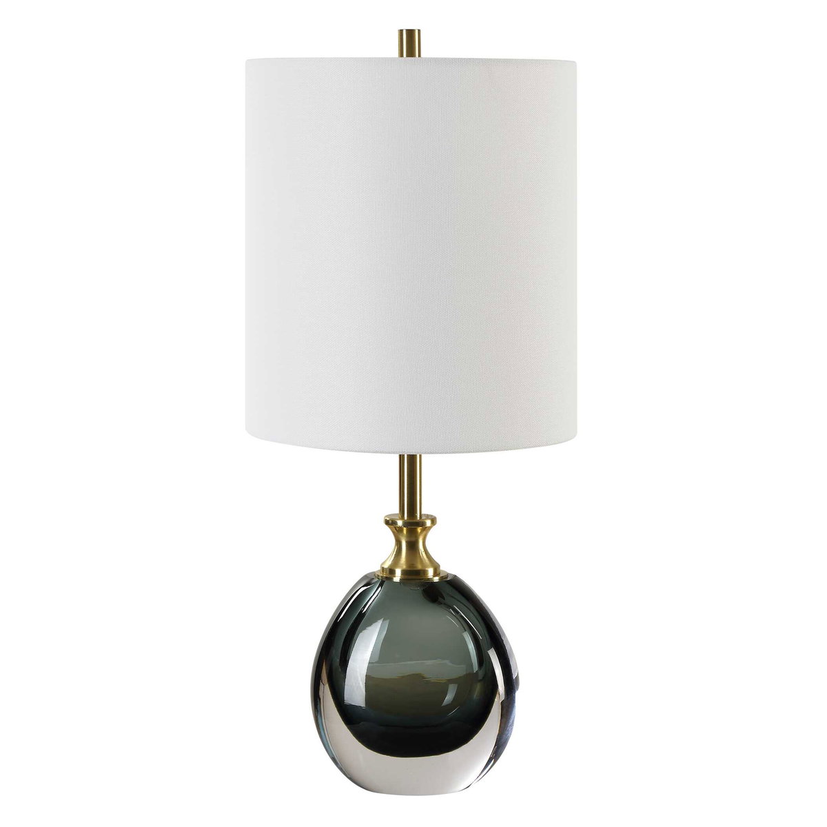 Enigma Teal Blue Glass Buffet Lamp, Table Lamp by Uttermost, 9" width x 20" height x 9" depth View 5