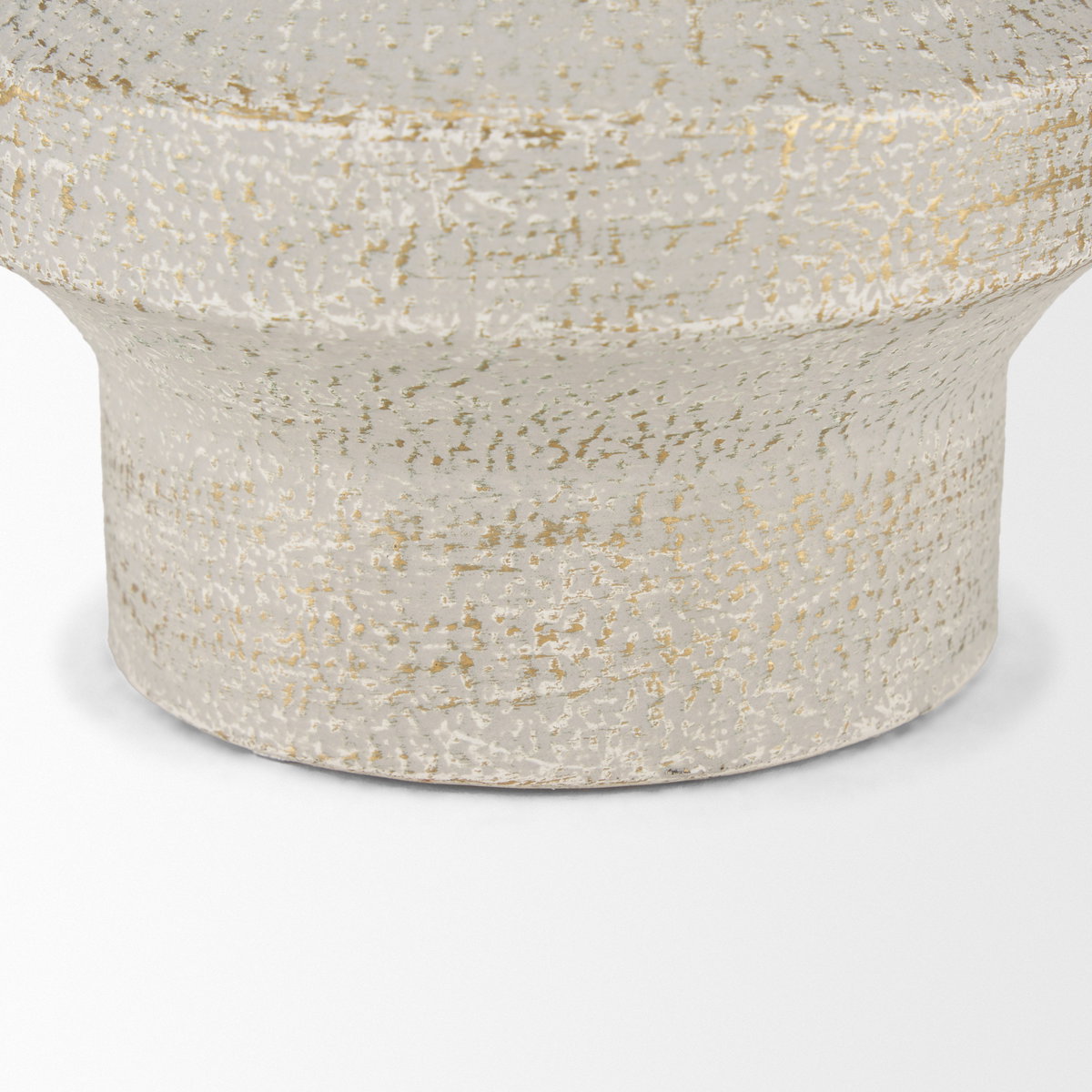 Tovah Medium Textured White with Gold Metal Vase, by Mercana, 6.69" length x 6.69" width x 16.34" height View 7