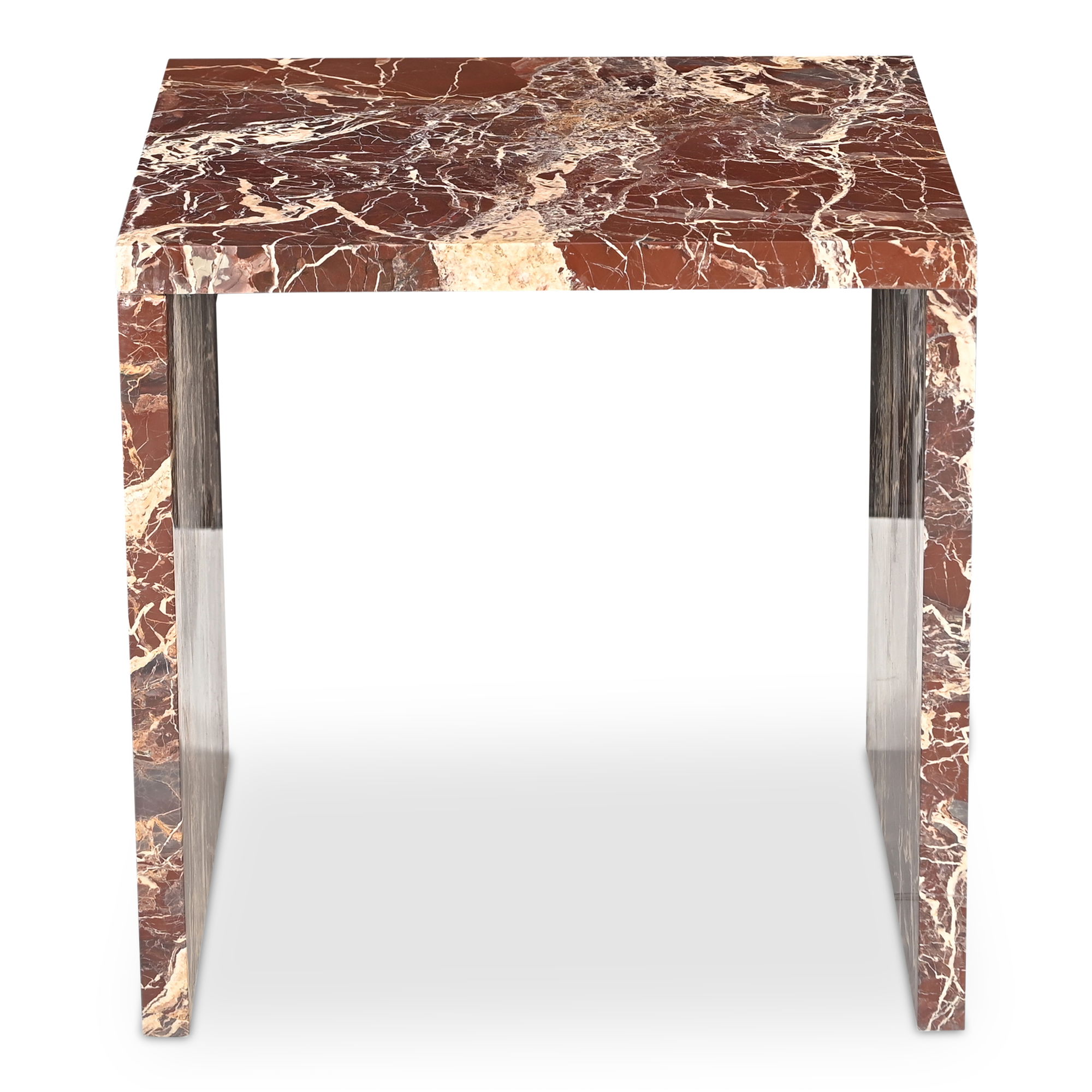 Rosa Accent Table Rosso Levanto Marble, Side & End Table by Moe's Home, 20" width x 20" height x 20" depth View 1