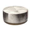 Zahavi 36' Gray Hair-On-hide with Metal Base Ottoman, by Mercana, 36" length x 36" width x 16" height thumbnail 1