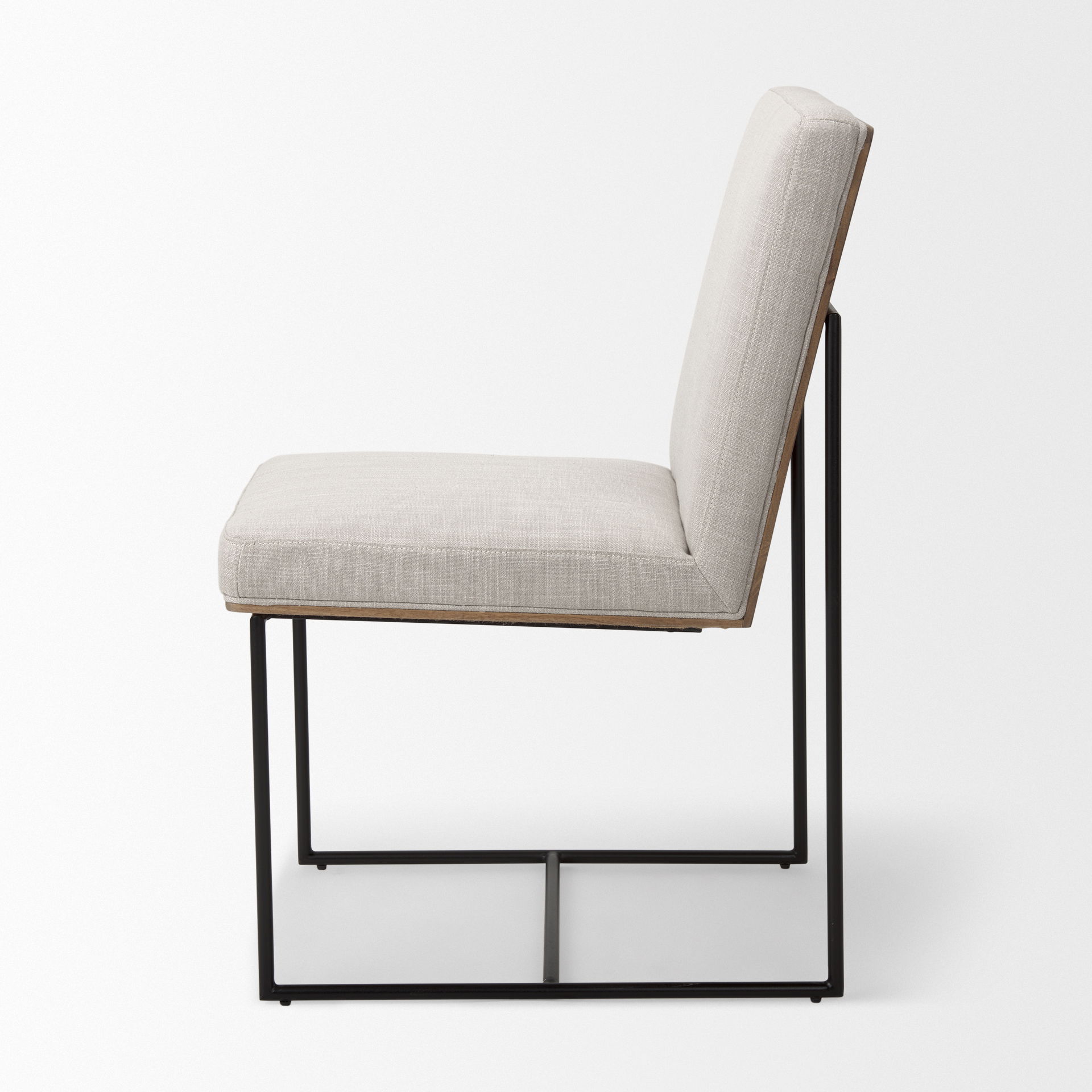 Stamford Beige Upholstered Seat with Wood Back, Black Metal Frame Dining Chair large image 