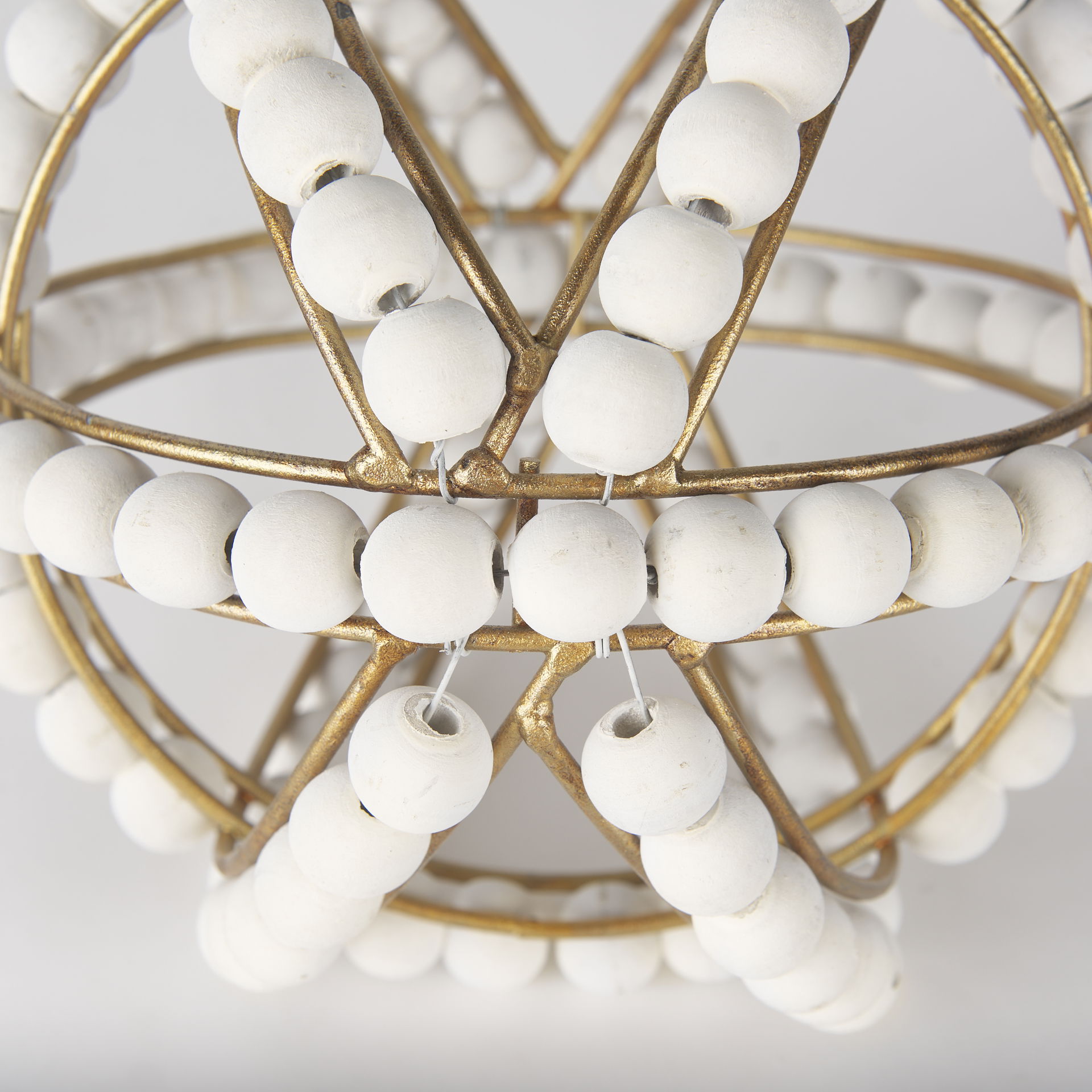 Espanlade I Small 9L x 9W White Wooden Beaded Orb, Decorative Object by Mercana, 8.66" length x 8.66" width x 8.86" height View 7