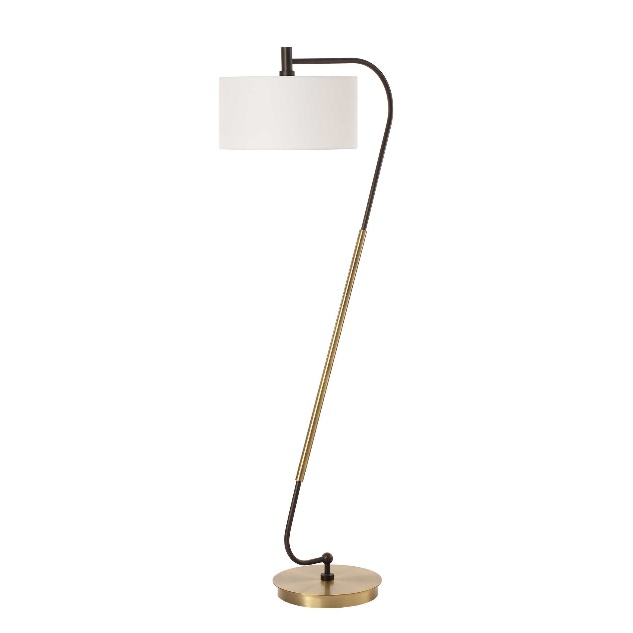 Irwin Curved Brass Floor Lamp, by Uttermost, 23" width x 64.25" height x 16" depth View 5