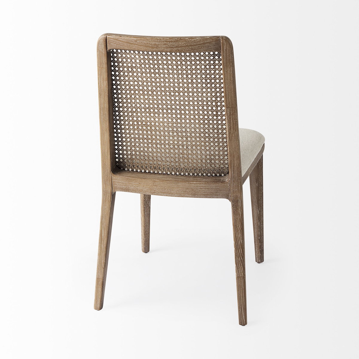 Clara Cane Back Dining Side Chair | Cream Fabric with Brown Wood, Dining Chair by Mercana, 18" length x 23.25" width x 33.75" height View 10