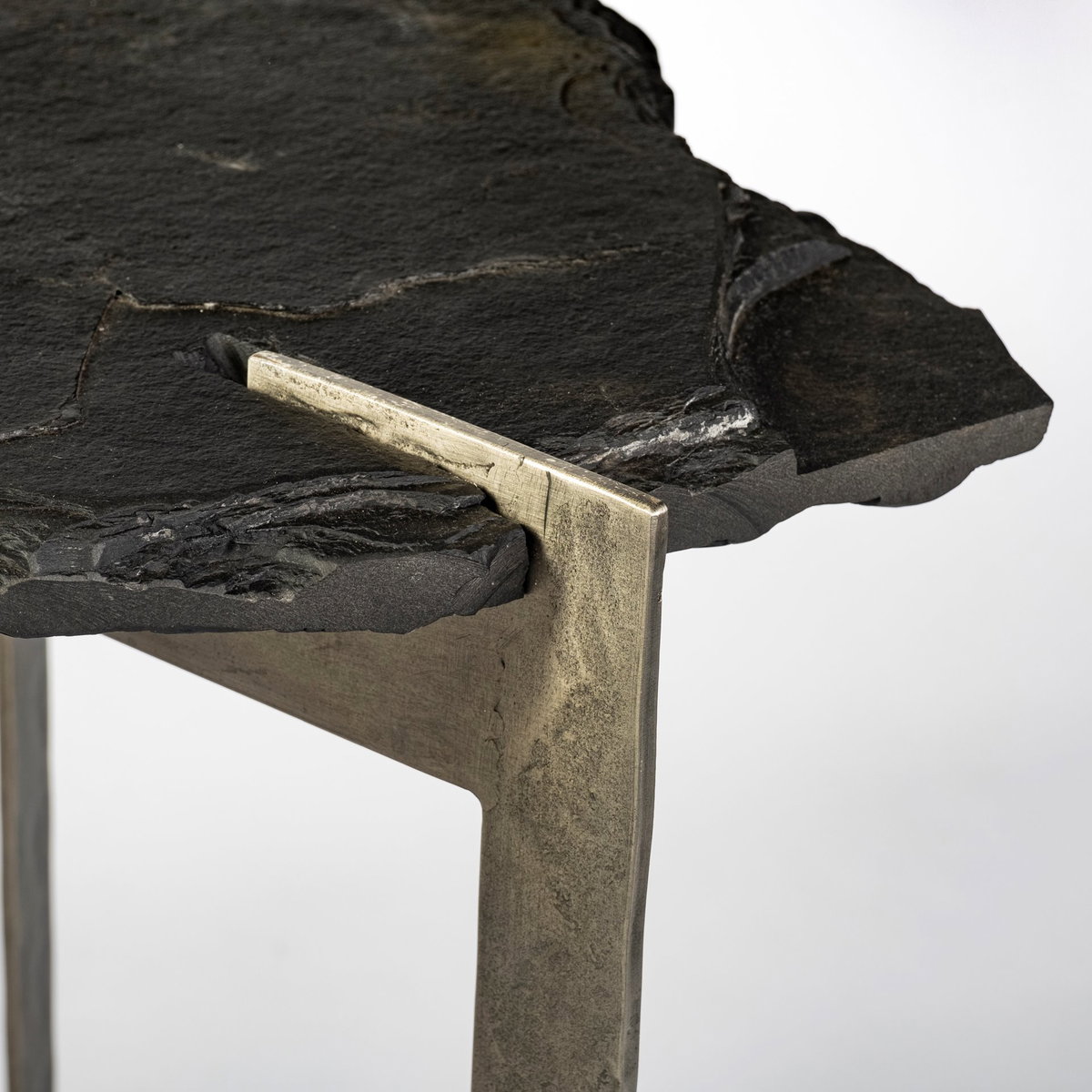 Shale III 50L x 20W Black Live-Edge Slate and Iron Console Table, by Mercana, 50" length x 19.5" width x 30.5" height View 7
