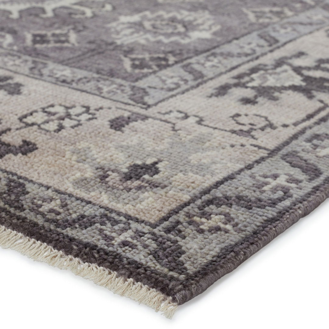 Rivas Hand-Knotted Medallion Gray Area Rug large image 