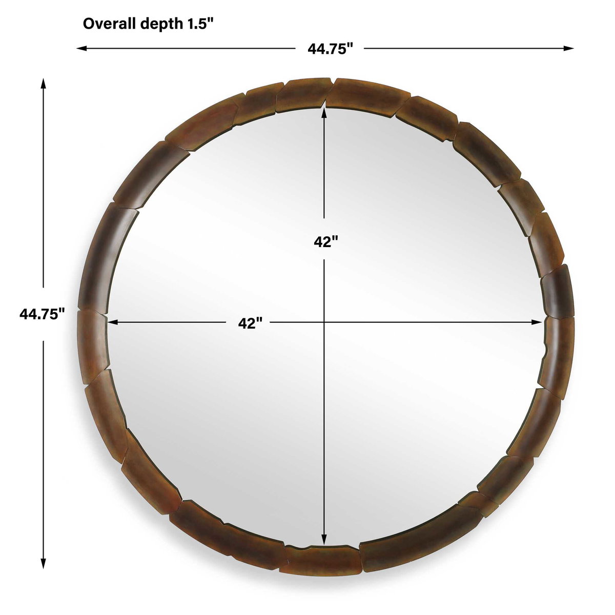 Auger Amber Glass Round Mirror, by Uttermost, 44.75" width x 44.75" height x 1.5" depth View 3