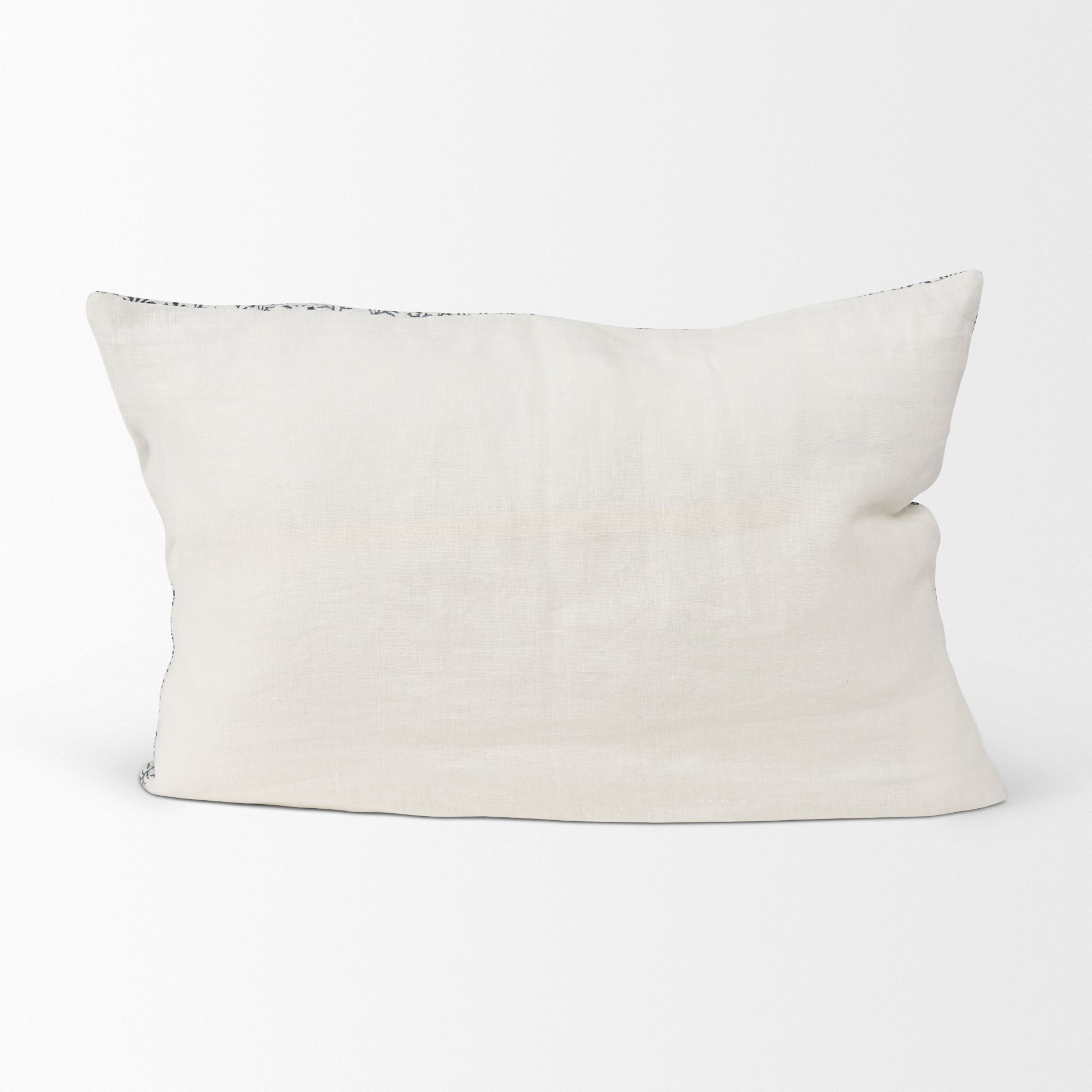 Jayne Cream with Indigo Print Linen Lumbar Decorative Pillow Cover large image 