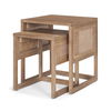 Grier Set of 2 Light Brown Solid Wood with Cane Nesting Accent Tables thumbnail 0